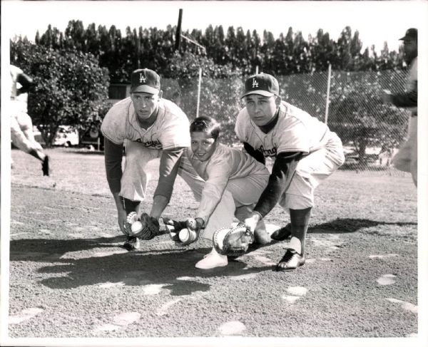 1960 Frank Howard Gil Hodges & Gil Hidges Jr. Los Angeles Dodgers "TSN Collection Archives" Original 8" x 10" Photo (Sporting News Collection Hologram/MEARS LOA)