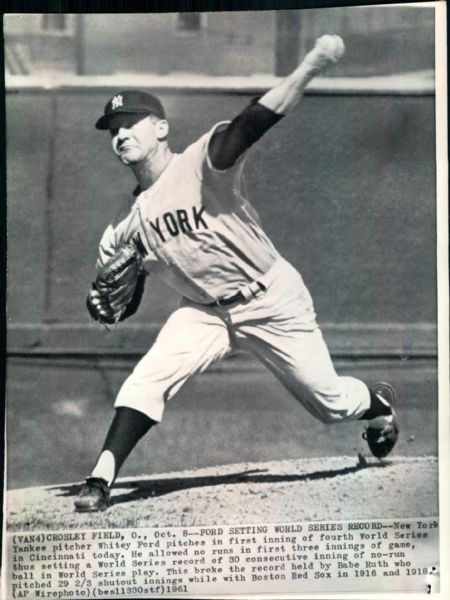 1961 Whitey Ford New York Yankees "Boston Herald Collection Archives" Original 7" x 9" Photo (BH Hologram/MEARS LOA)