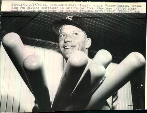1959-63 Mickey Mantle New York Yankees "Boston Herald Collection Archives" Original Photos (BH Hologram/MEARS LOA) - Lot of 2