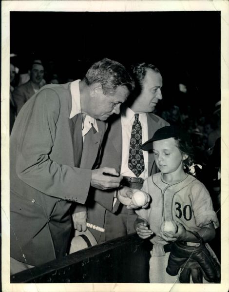 1947 Babe Ruth Signing Baseball for Young Fan at Shibe Park "Boston Herald Collection Archives" Original 6.5" x 8.5" Photo (BH Hologram/MEARS LOA)