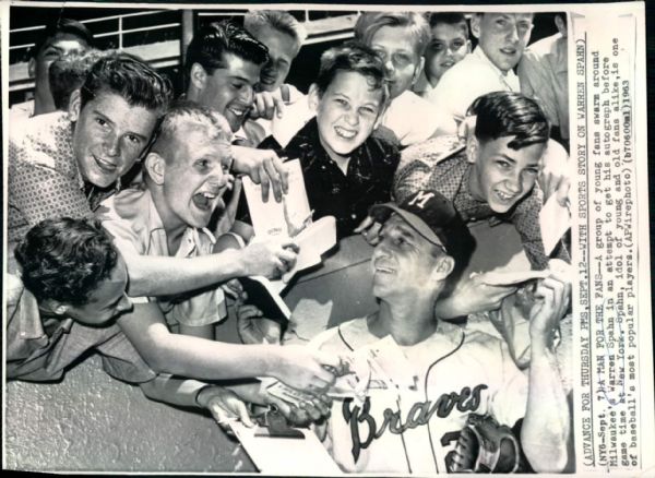 1963 Warren Spahn Milwaukee Braves "Boston Herald Collection Archives" Original 7" x 9" Photo (BH Hologram/MEARS LOA)
