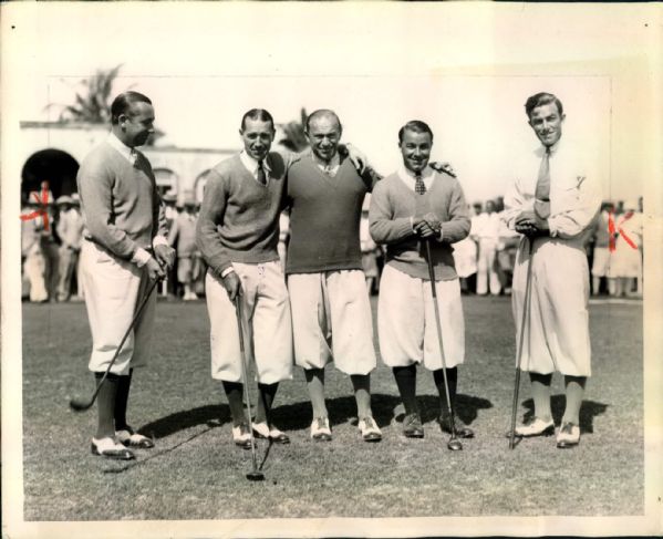 1929 Walter Hagen Leo Diegel Gene Sarazen Johnny Farrell "TSN Collection Archives" Original 8" x 10" Photo (Sporting News Collection Hologram/MEARS LOA)