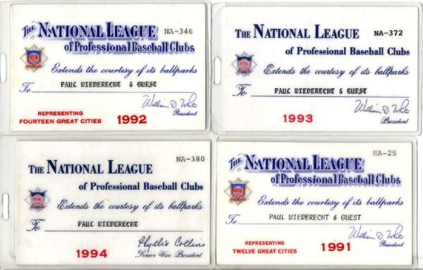 1991-94 National League Season Pass - For Admission To All Games