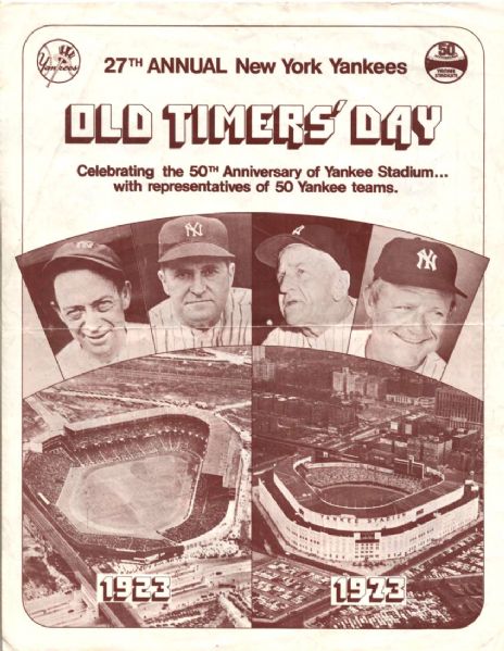 1973 New York Yankees Old Timers Day Signed Program w/Gale Sayers & Ron Johnson Sigantures - JSA 