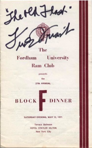 1971 Frankie Frisch St. Louis Cardinals Signed Fordham University Dinner Program - JSA 