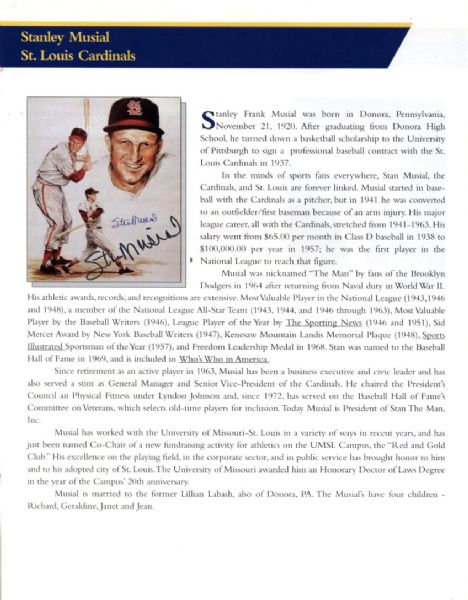 1997 Stan Musial St. Louis Cardinals Signed Magazine Photo Program - JSA