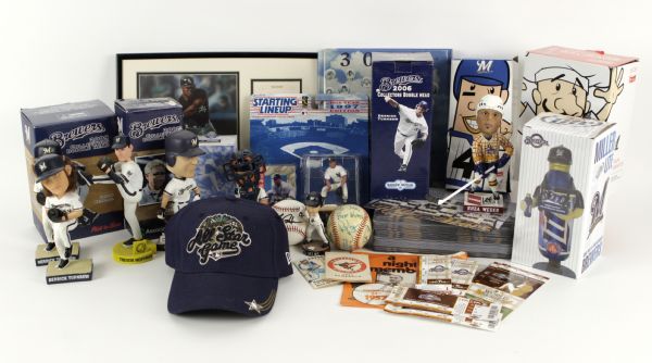 1990-2000s Milwaukee Brewers Collection Bobble Heads Magnet Schedules Robin Yount Molitor Signed Baseball - MEARS Auction LOA