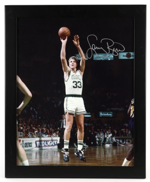 1990s Larry Bird Boston Celtics Signed 16" x 20" Photo - JSA Unframed