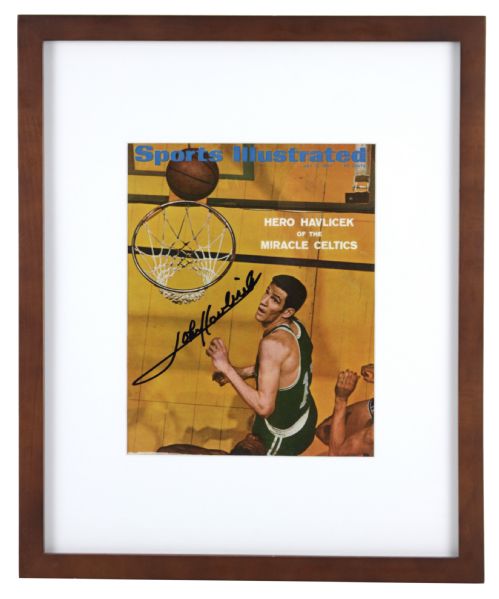 1969 John Havlicek Boston Celtics Signed Sports Illustrated Cover 14" x 17" Display - JSA 
