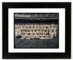   1957 Milwaukee Braves Team Signed 21 1/2" x 17 1/2" Photo Display w/14 Sigs. Incl. Hank Aaron Eddie Mathews Spahn - JSA 