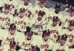   1957 Milwaukee Braves Team Signed 21 1/2 x 17 1/2 Photo Display w/14 Sigs. Incl. Hank Aaron Eddie Mathews Spahn - JSA 