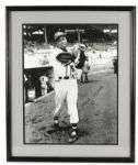 1954 Hank Aaron Milwaukee Braves Signed 21 1/4" x 25 1/2" Photo Display - Rare Image Wearing #5 With Inscription - JSA 