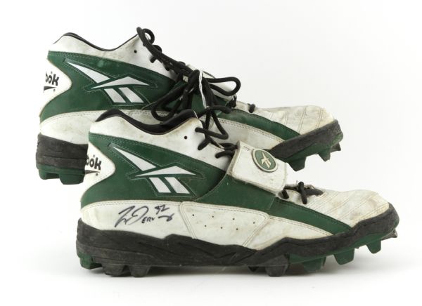 1995-98 Travis Jervey Green Bay Packers Game Worn Signed Cleats - MEARS Auction LOA & JSA 