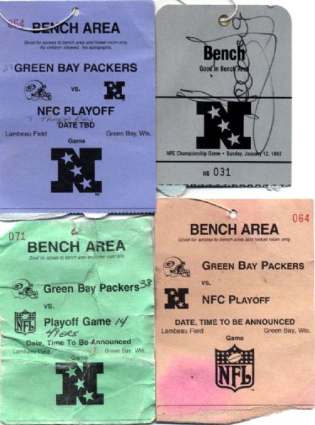 1997-98 Green Bay Packer Playoff Game Sideline Passes - Lot of 4