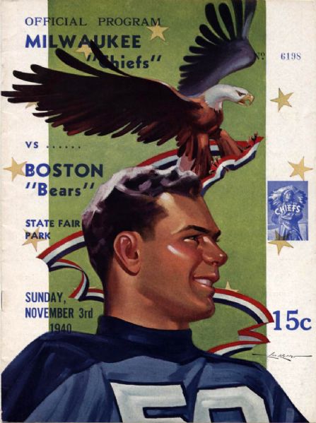 1940 Milwaukee Chiefs Boston Bears AFL Program