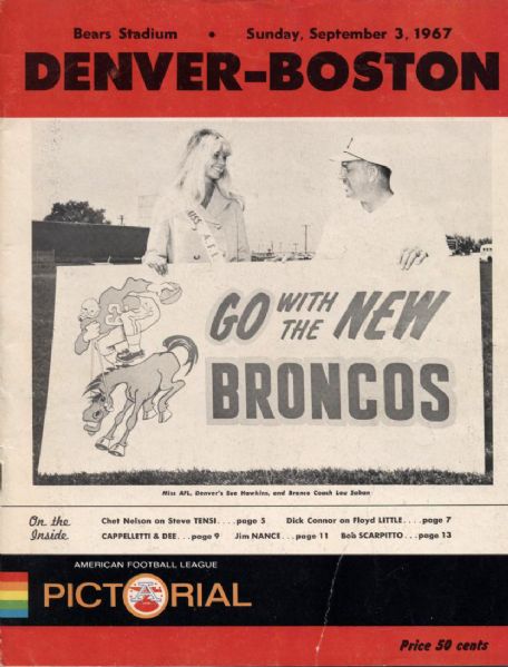1967 Denver Broncos Boston Patriots AFL Game Program