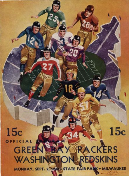 1940 Green Bay Packers Washington Redskins Game Program