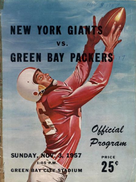 1957 Green Bay Packers New York Giants Game Program