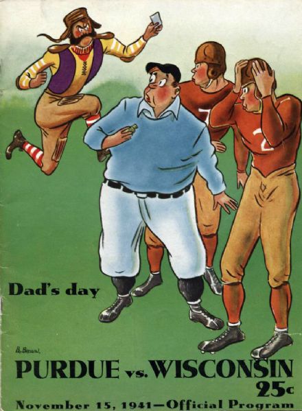 1941 Wisconsin Badgers Purdue Boilermakers Fathers Day Game Program