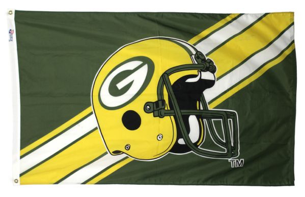1980s-90s Ray Nitschke Jerry Kramer Frank Winters & Mark Chmura Green Bay Packers Signed 57" x 33 1/2" Flag - JSA 