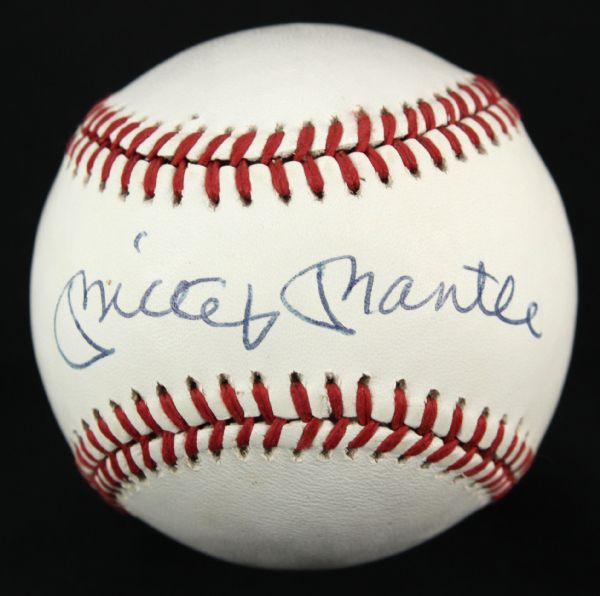 1984-94 Snow White Blazer Mickey Mantle New York Yankees Single Signed OAL (Brown) Ball - JSA