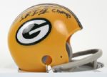 1990s Willie Davis Green Bay Packers Signed Mini-Helmet With Inscription & 8" x 10" Photo Display - JSA
