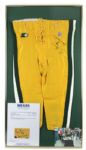 1996 Sean Jones Green Bay Packers Game Worn Signed Pants In Display - MEARS Auction LOA & JSA 