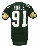 1985-86 Brian Noble Green Bay Packers Game Worn Jersey w/Repairs (Scott Waters/MEARS LOA) 