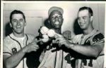 1956 Hank Aaron Eddie Mathews Johnny Logan Milwaukee Braves "Boston Herald Archives" Original 6.5" x 10" Photo (BH Archives Hologram/MEARS LOA)