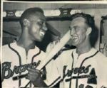 1956-59 Hank Aaron Milwaukee Braves "Boston Herald Archives" Original Photos (BH Archives Hologram/MEARS LOA) - Lot of 2