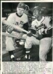 1956-59 Hank Aaron Milwaukee Braves Boston Herald Archives Original Photos (BH Archives Hologram/MEARS LOA) - Lot of 2