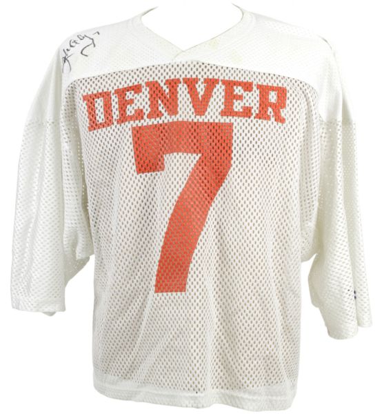 1980s John Elway Denver Broncos Signed Practice Jersey - PSA/DNA Sticker & LOA From Original Owner