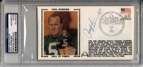 1986-91 Bart Starr Paul Hornung Green Bay Packers Signed First Day Covers PSA/DNA Slabbed - Lot of 2