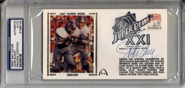 1987-90 John Elway Denver Broncos Signed First Day Covers PSA/DNA Slabbed - Lot of 3