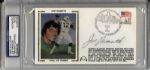 1985-89 Joe Namath O.J. Simpson Terry Bradshaw Fran Tarkenton Signed First Day Covers PSA/DNA Slabbed - Lot of 4