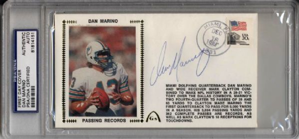 1984-85 Dan Marino Miami Dolphins Signed First Day Covers PSA/DNA Slabbed - Lot of 2