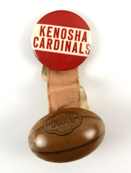 1939-41 Kenosha Cardinals 4 1/2" Pinback Football Charm 