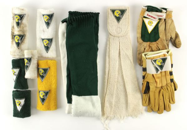 1980s Green Bay Packers Game Worn Wristbands Gloves Socks & Hand Towel (Scott Waters/MEARS LOA)