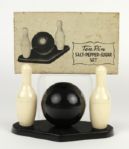 1950s-60s Ten Pin Bowling Salt Pepper & Sugar Set in Original Box 