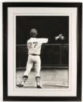 1990s Carlton Fisk Boston Red Sox 32" x 40 1/2" Signed Charcoal Artwork - JSA 