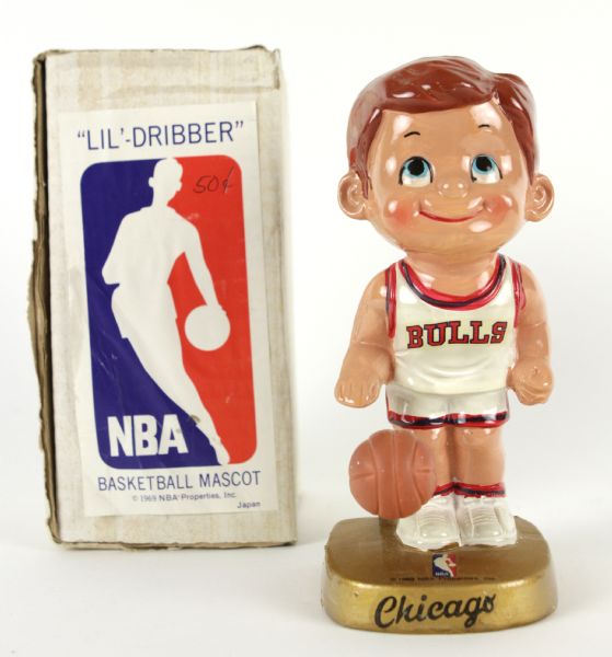 1969 Stone Mint, High Grade Chicago Bulls Lil-Dribber Bobbing Head Doll Nodder MIB 