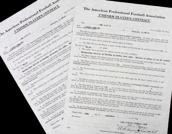 1921 Arthur Schmaehl Green Bay Packers Contract (Reproduction) Numbered Out of 421