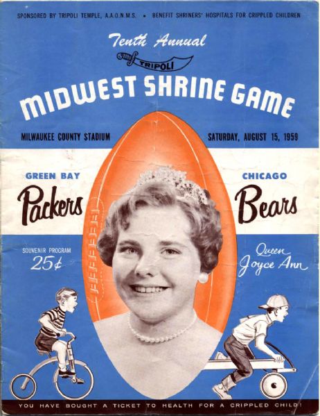 1959 Vince Lombardi First Game as Packers Coach Program - Green Bay vs. Chicago Aug. 15, 1959
