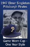 1947 Elmer Singleton Pittsburgh Pirate Rare One Year Style Game Worn Cap (MEARS LOA)