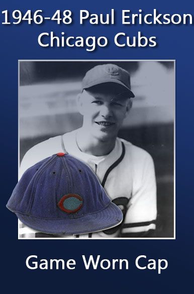 1946-48 Paul Erickson Chicago Cubs Game Worn Cap (MEARS LOA)