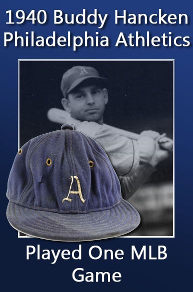 1940 Buddy Hancken Philadelphia Athletics Game Worn Cap – Played One MLB Game (MEARS LOA)