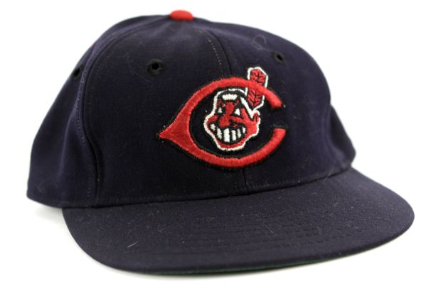 1954-57 Cleveland Indians Unidentified Game Worn Cap (MEARS LOA)