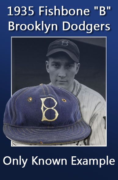 1935 Babe Phelps “Fishbone B” Brooklyn Dodgers Chain Stitched Game Worn Cap (MEARS LOA) Only Known Example of This Style