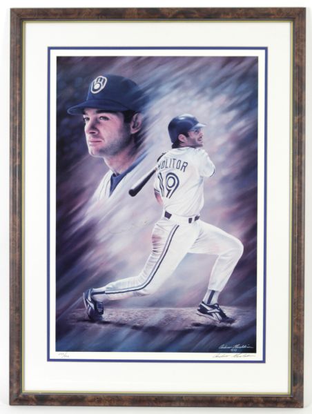 1993 Paul Molitor Toronto Blue Jays Milwaukee Brewers Signed Andrew Goralski 25" x 34 1/2" Art Display 209/400