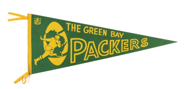 1960s Green Bay Packers Full Size Pennant w/Player 